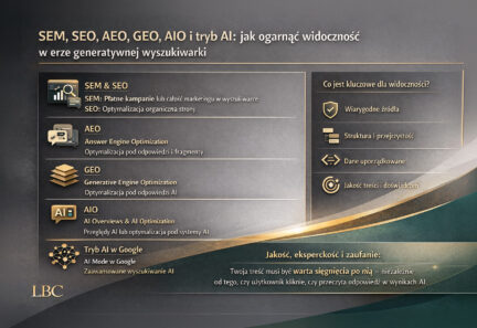 SEM, SEO, AEO, GEO, AIO i tryb AI: jak ogarnąć widoczność w erze generatywnej wyszukiwarki